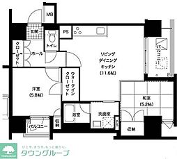 レジディア西新 2LDKの間取図画像