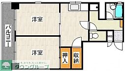 グリーンビュー姪浜 2DKの間取図画像