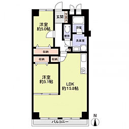 ドムール豊中 2LDKの間取図画像