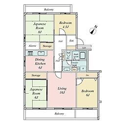 千里緑丘住宅39号棟 4LDKの間取図画像