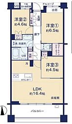 アトラス上大岡ヒルズ 3LDKの間取図画像