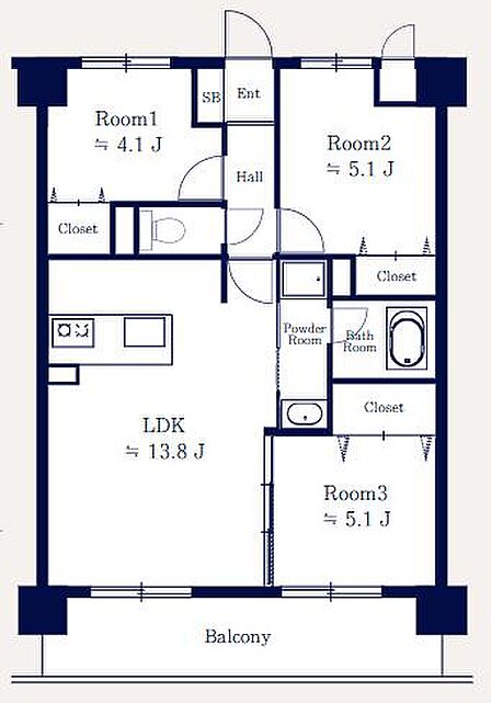 3LDK 間取り