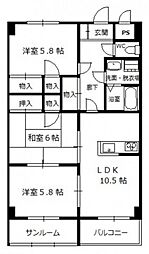 サンシャインハイム伊藤 3LDKの間取図画像