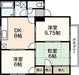 セジュール加美C 3DKの間取図画像