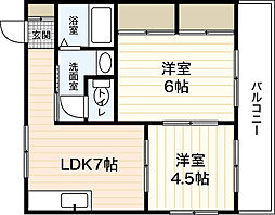アーク長束 2DKの間取図画像