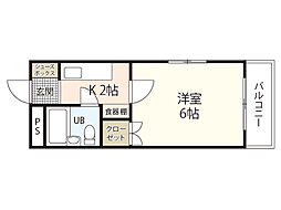 ブランズ壱番館 1Kの間取図画像