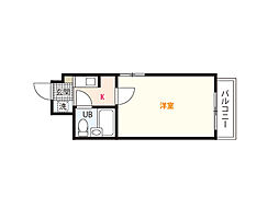 アメニティ可部 1Kの間取図画像