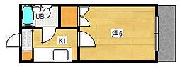 ハイツカペラ 3階1Kの間取り