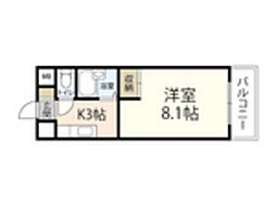 カーサ幸 1Kの間取図画像