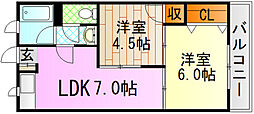 高岡マンション 1階2Kの間取り