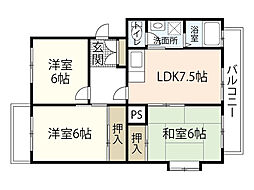 アルカディア祇園 3階3DKの間取り