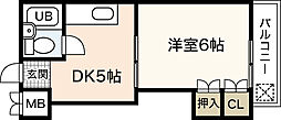 アーバン田部 1DKの間取図画像