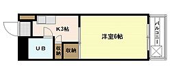 第三落海ビル 1Kの間取図画像