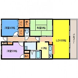 ドミエール洋光北館 3階3LDKの間取り