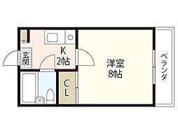 サンリバー新宅 5階1Kの間取り