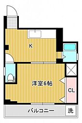パームビラ 5階1Kの間取り