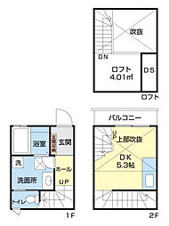 La grace弐番館 1階ワンルームの間取り