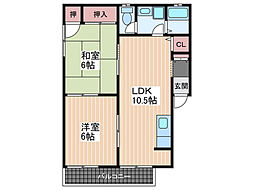 セジュール幟B 2LDKの間取図画像