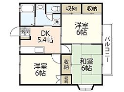 グランデュール横山C 3DKの間取図画像