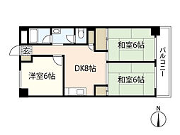 リバーサイド観音 3DKの間取図画像
