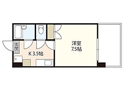 ソレイユ白島 6階1Kの間取り