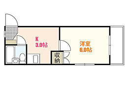 Michiroom長束 1Kの間取図画像