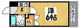 メゾン江波 1階1Kの間取り