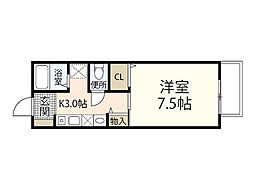セレスト瀬の川 1Kの間取図画像
