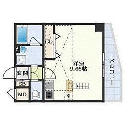 XSELLYAGA ワンルームの間取図画像