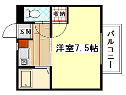 第7ガーデンビル 1Kの間取図画像