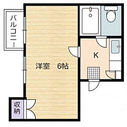 プレアール曙II 2階1Kの間取り