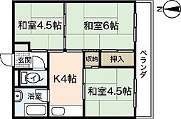 春秋マンション 3Kの間取図画像
