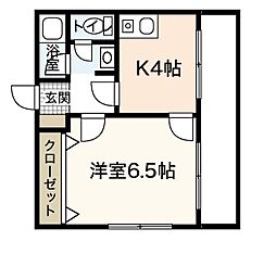セジュール観音 1Kの間取図画像