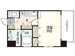 ぽぽろ比治山 6階1Kの間取り
