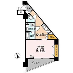 T-2FLAT 7階1Kの間取り