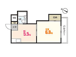 コーポカワモト 1DKの間取図画像