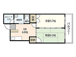 コーポ舟入南 2DKの間取図画像