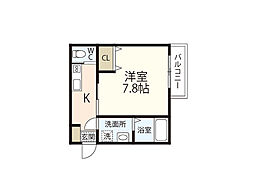 エッグヘッド 3階1Kの間取り