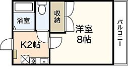 ステイタスオブ大野 2階1Kの間取り