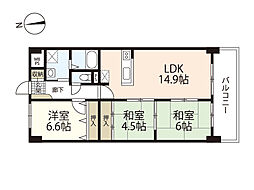 エトアール井口 7階3LDKの間取り