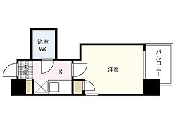 ダイアパレス比治山パークサイド 6階1Kの間取り