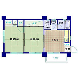 竹本ビル 2DKの間取図画像