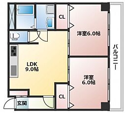 グレーシア庚午 2LDKの間取図画像