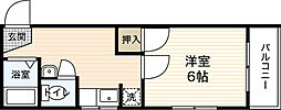 東雲本町88ビル 1DKの間取図画像