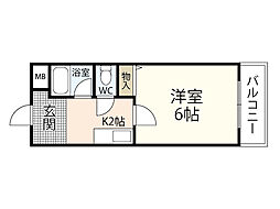 サンシャイン曙 1Kの間取図画像