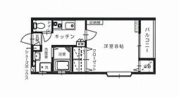 オーシャン高田 1Kの間取図画像