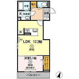 D-Roomせのや2 1LDKの間取図画像