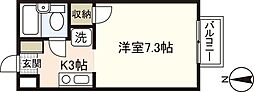 フォブール鍵村A 1Kの間取図画像