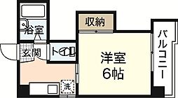 中央松屋ビル 1DKの間取図画像