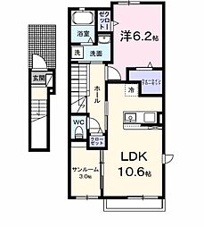 寺家アパート C 1LDKの間取図画像